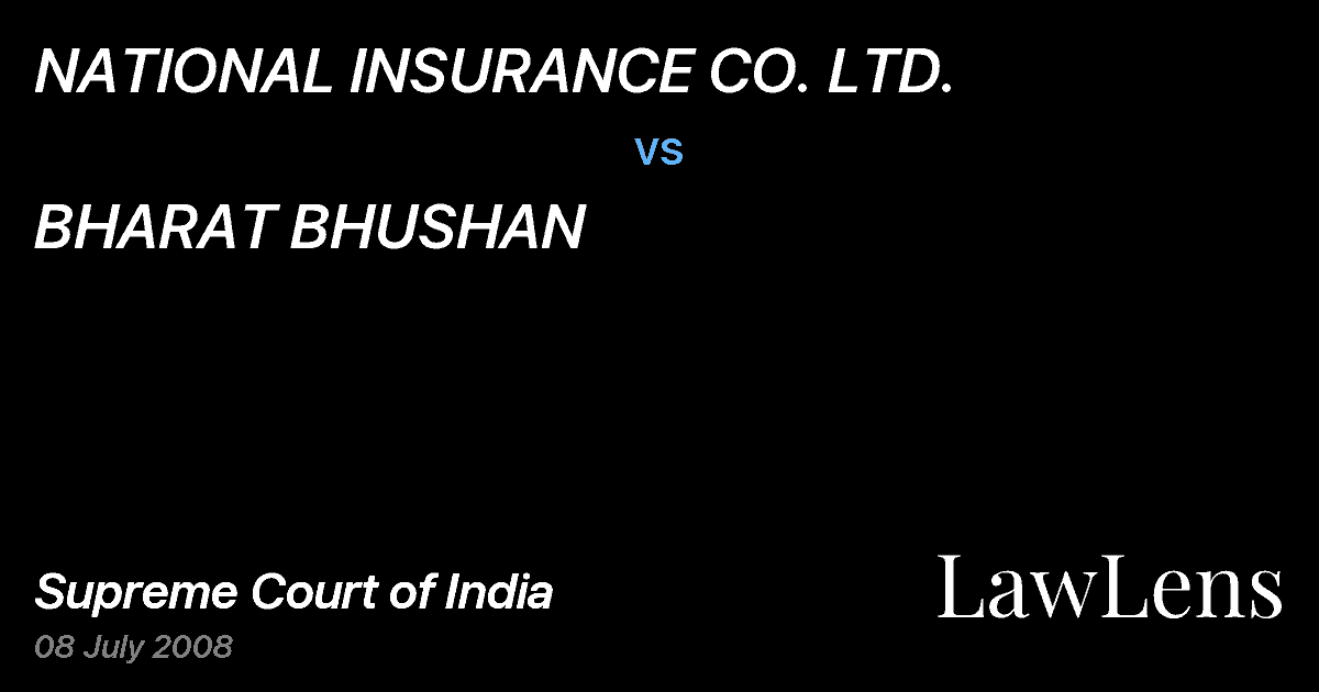 Preview image for NATIONAL INSURANCE CO. LTD. vs. BHARAT BHUSHAN