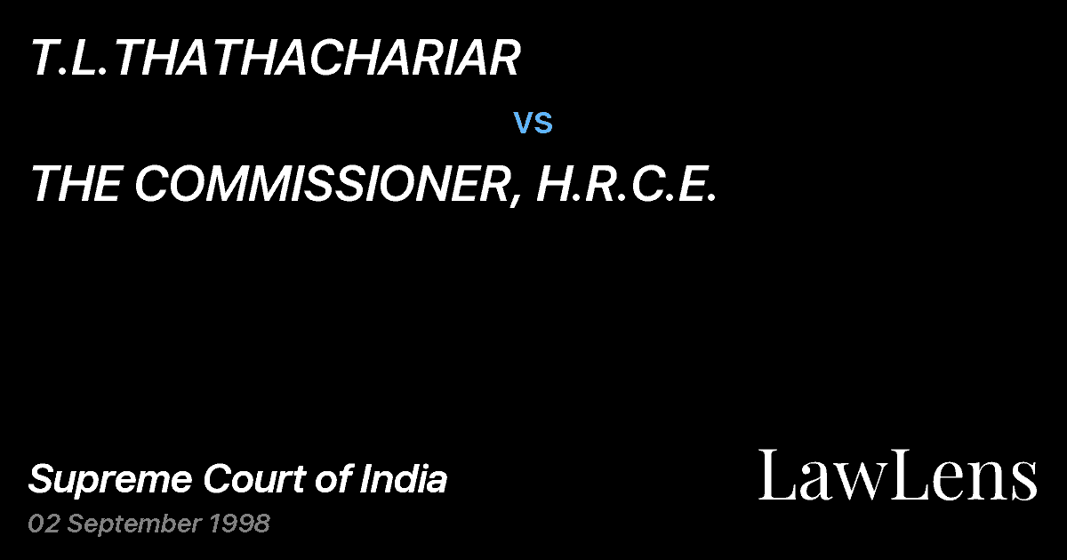 Preview image for T.L.THATHACHARIAR vs. THE COMMISSIONER, H.R.C.E.