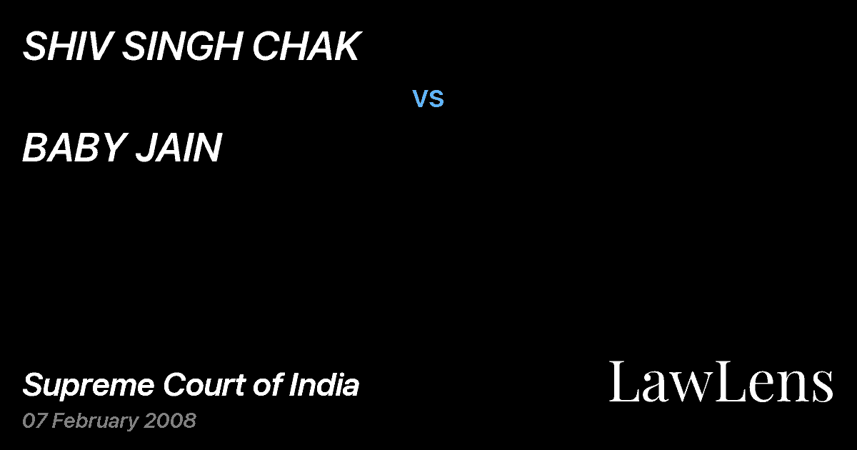 Preview image for SHIV SINGH CHAK vs. BABY JAIN