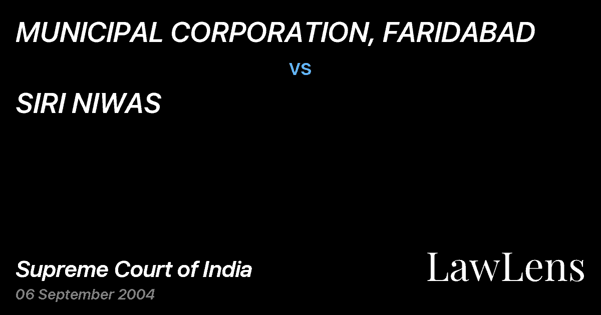 Preview image for MUNICIPAL CORPORATION, FARIDABAD vs. SIRI NIWAS