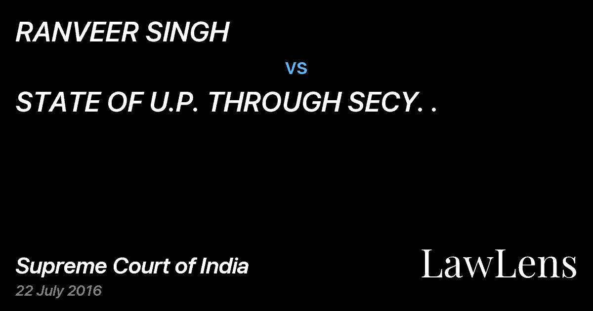 Preview image for RANVEER SINGH vs. STATE OF U.P. THROUGH SECY. .