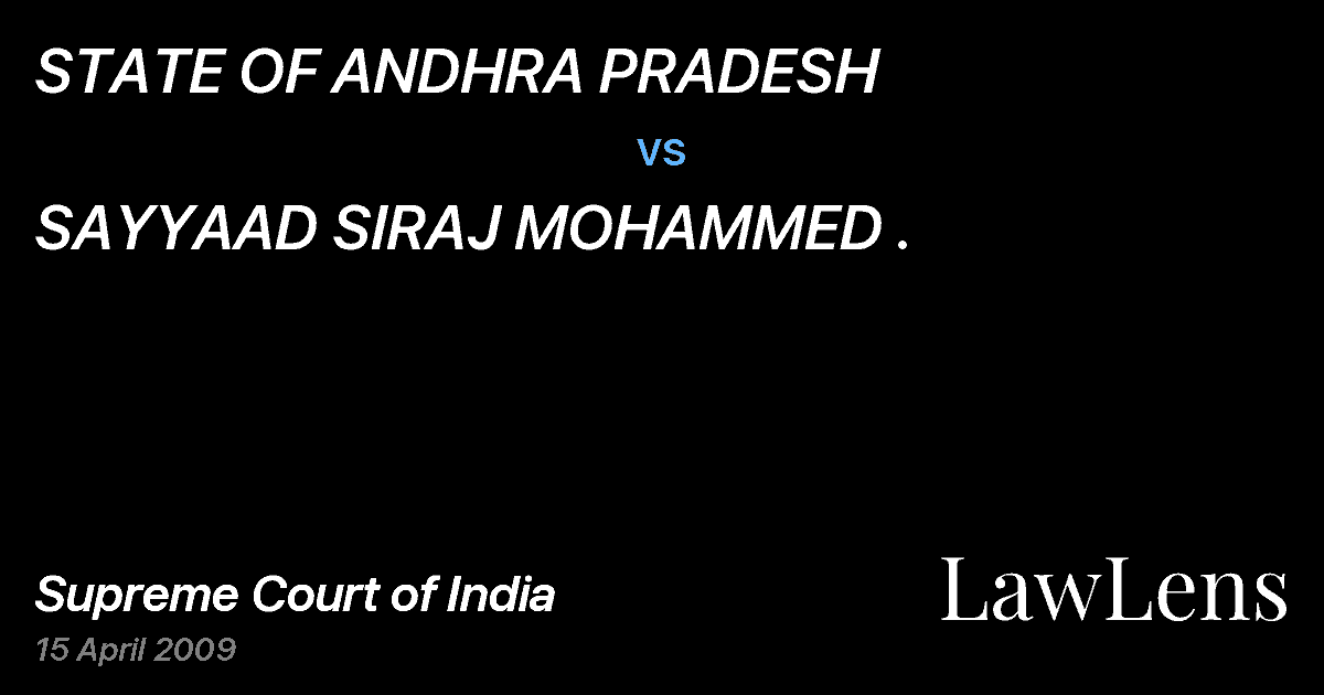 Preview image for STATE OF ANDHRA PRADESH vs. SAYYAAD SIRAJ MOHAMMED .