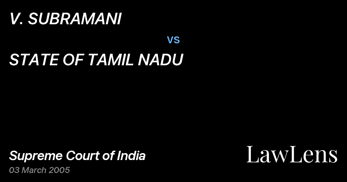 Preview image for V. SUBRAMANI vs. STATE OF TAMIL NADU