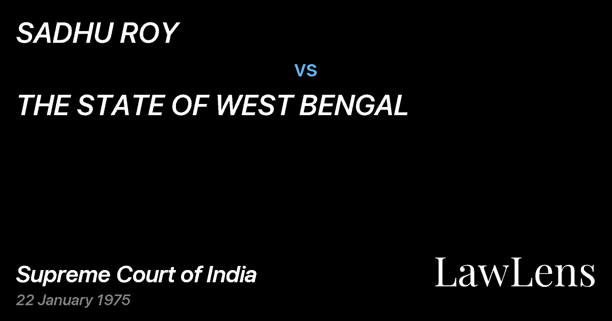 Preview image for SADHU ROY vs. THE STATE OF WEST BENGAL