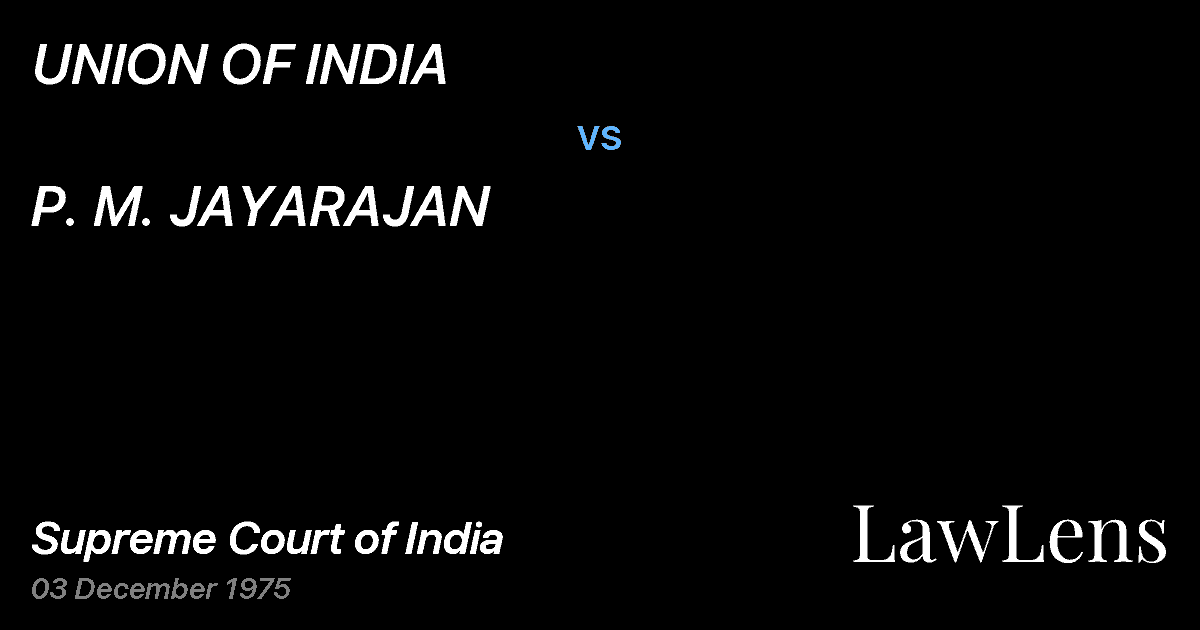 Preview image for UNION OF INDIA vs. P. M. JAYARAJAN