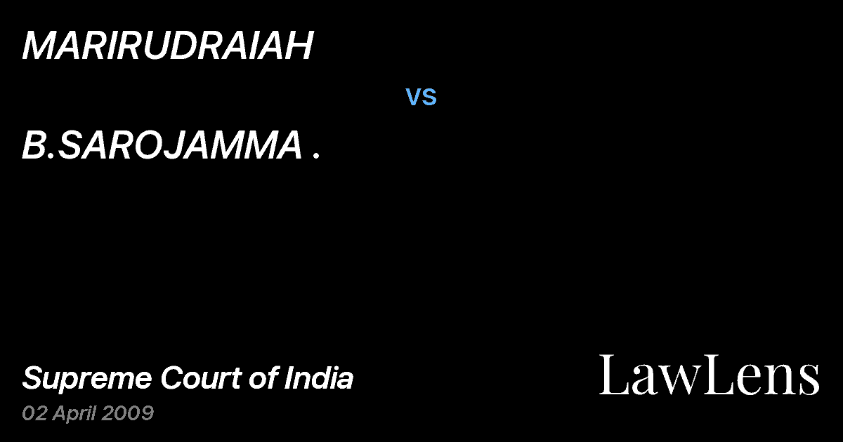 Preview image for MARIRUDRAIAH vs. B.SAROJAMMA .