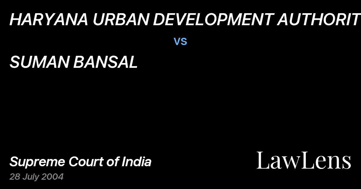 Preview image for HARYANA URBAN DEVELOPMENT AUTHORITY vs. SUMAN BANSAL