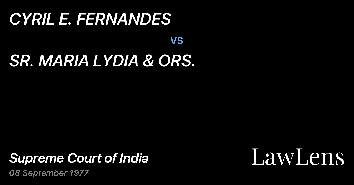 Preview image for CYRIL E. FERNANDES vs. SR. MARIA LYDIA & ORS.