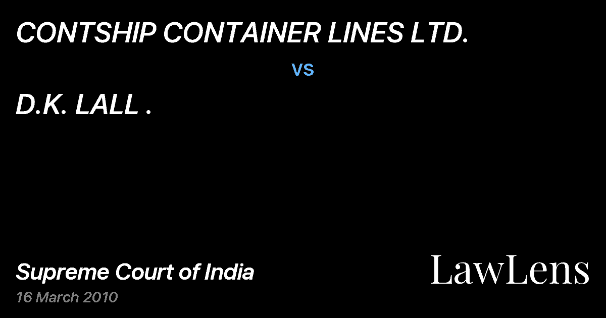 Preview image for CONTSHIP CONTAINER LINES LTD. vs. D.K. LALL .