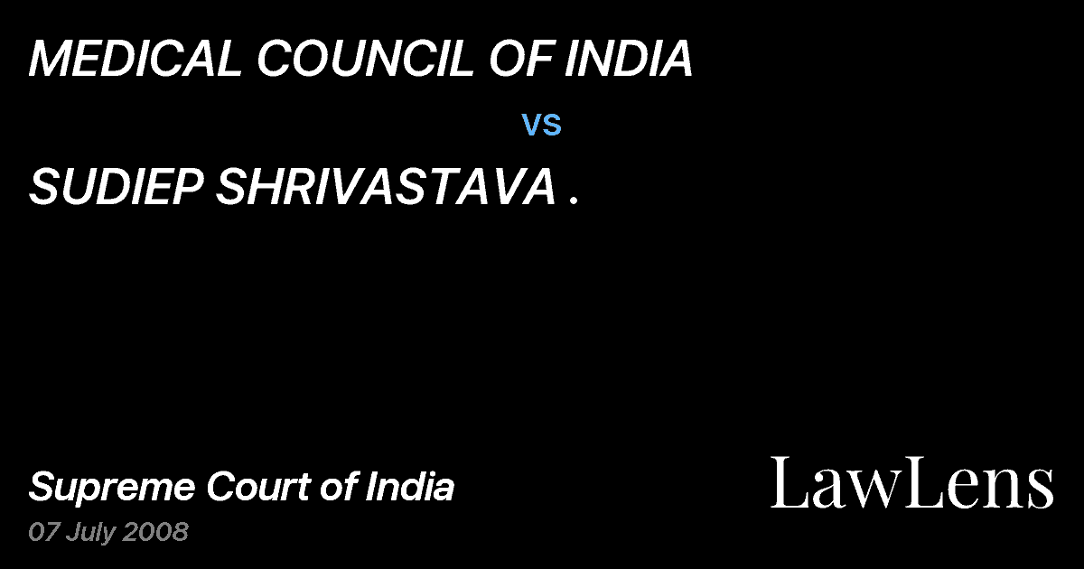 Preview image for MEDICAL COUNCIL OF INDIA vs. SUDIEP SHRIVASTAVA .