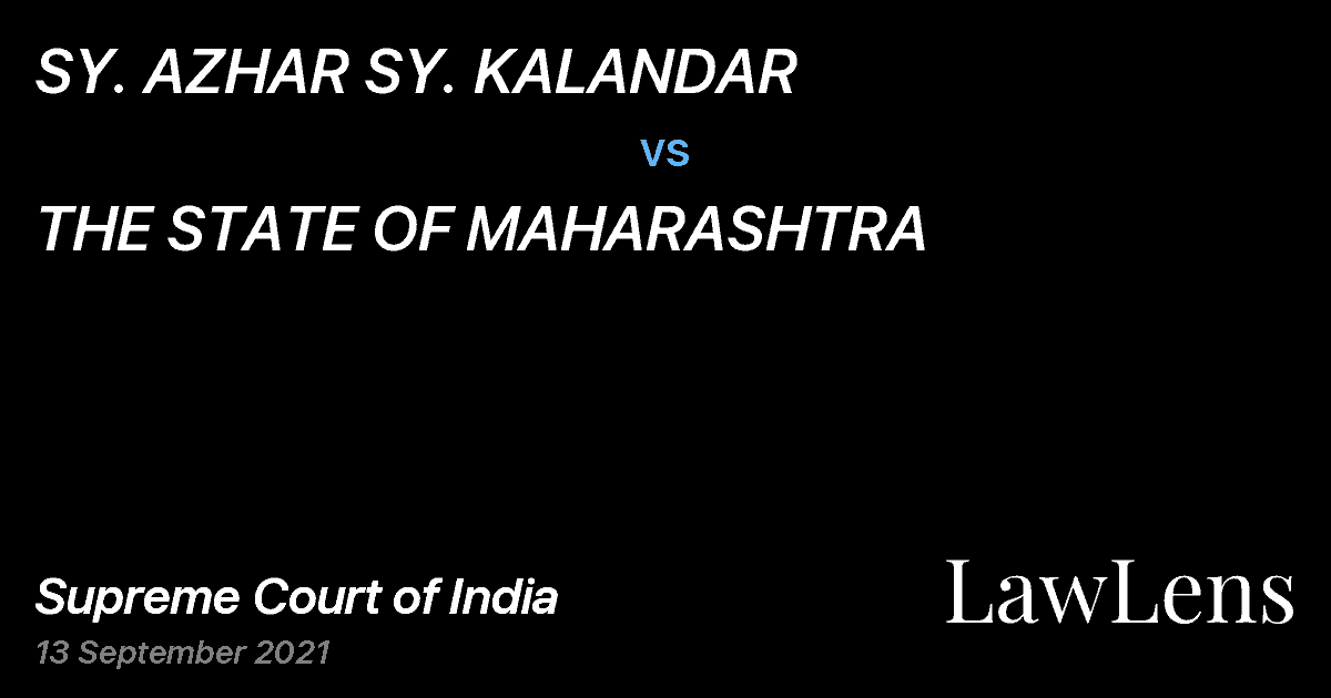 Preview image for SY. AZHAR SY. KALANDAR vs. THE STATE OF MAHARASHTRA