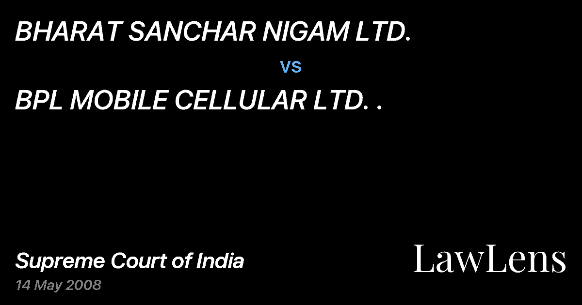 Preview image for BHARAT SANCHAR NIGAM LTD. vs. BPL MOBILE CELLULAR LTD. .