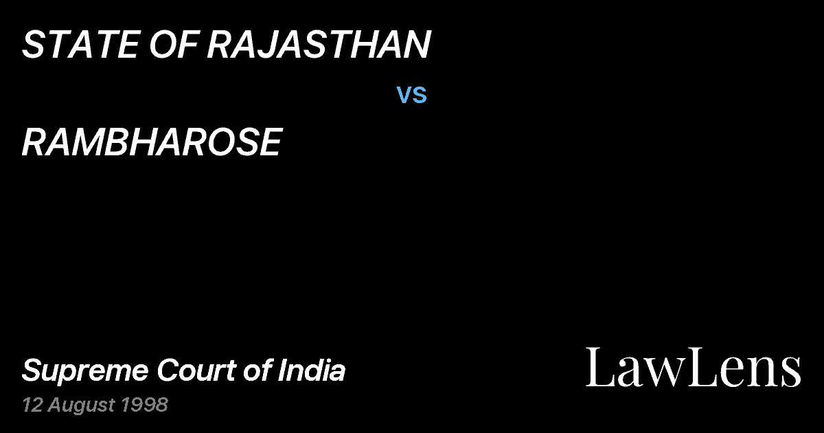 Preview image for STATE OF RAJASTHAN vs. RAMBHAROSE