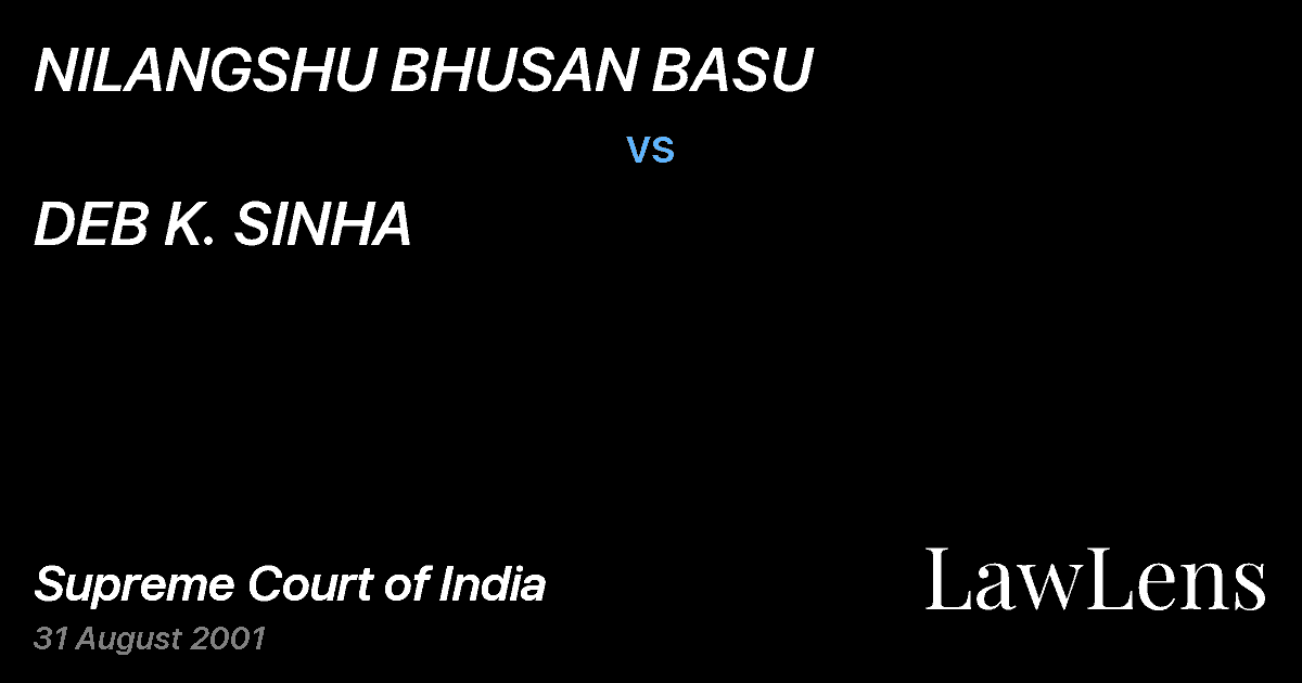 Preview image for NILANGSHU BHUSAN BASU vs. DEB K. SINHA