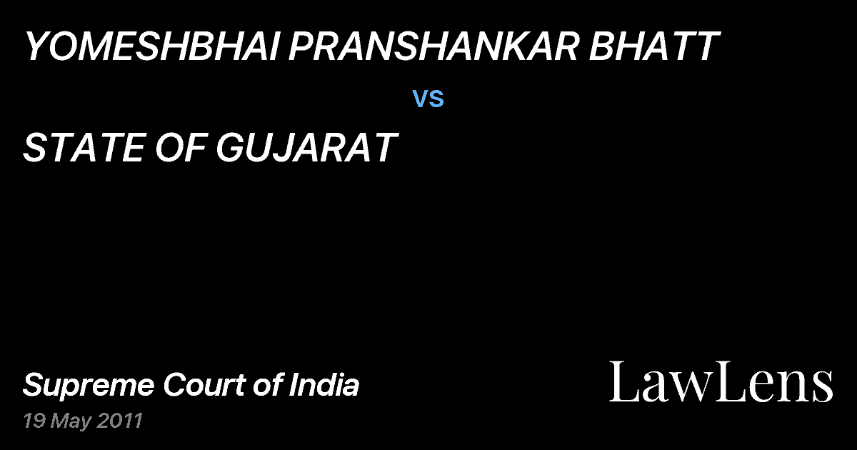 Preview image for YOMESHBHAI PRANSHANKAR BHATT vs. STATE OF GUJARAT