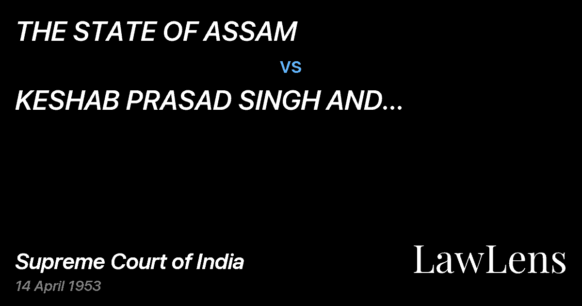 Preview image for THE STATE OF ASSAM vs. KESHAB PRASAD SINGH AND ANOTHER.GAMIRI KHARI CHAIDUAR FISH