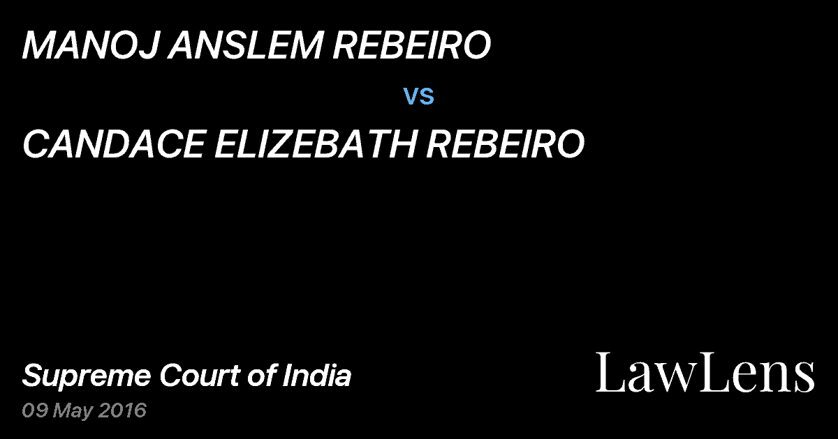 Preview image for MANOJ ANSLEM REBEIRO vs. CANDACE ELIZEBATH REBEIRO