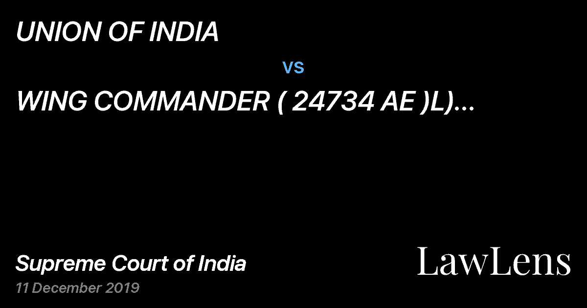 Preview image for UNION OF INDIA vs. WING COMMANDER ( 24734 AE )L) S.P.RATHORE