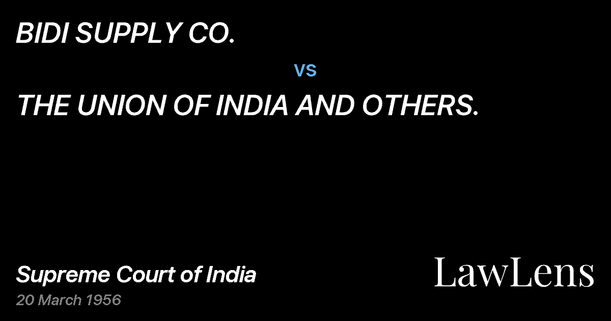 Preview image for BIDI SUPPLY CO. vs. THE UNION OF INDIA AND OTHERS.