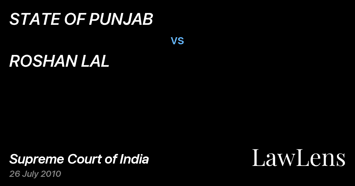 Preview image for STATE OF PUNJAB vs. ROSHAN LAL
