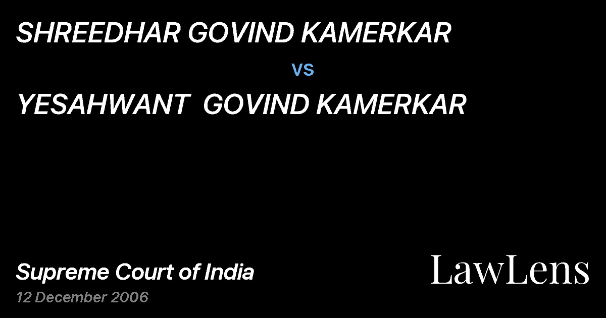 Preview image for SHREEDHAR GOVIND KAMERKAR vs. YESAHWANT  GOVIND KAMERKAR
