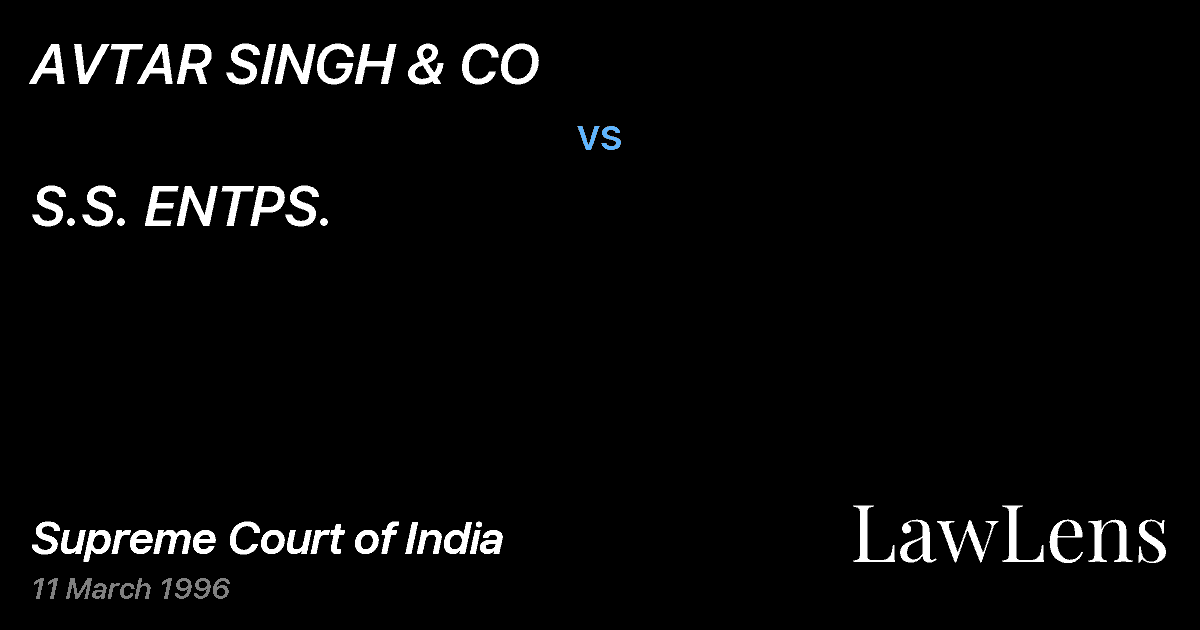 Preview image for AVTAR SINGH & CO vs. S.S. ENTPS.