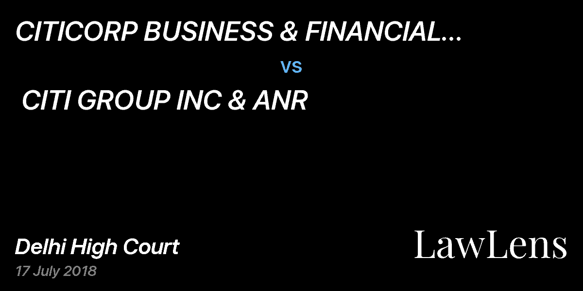 Preview image for CITICORP BUSINESS & FINANCIAL SERVICES PVT LTD  vs.  CITI GROUP INC & ANR