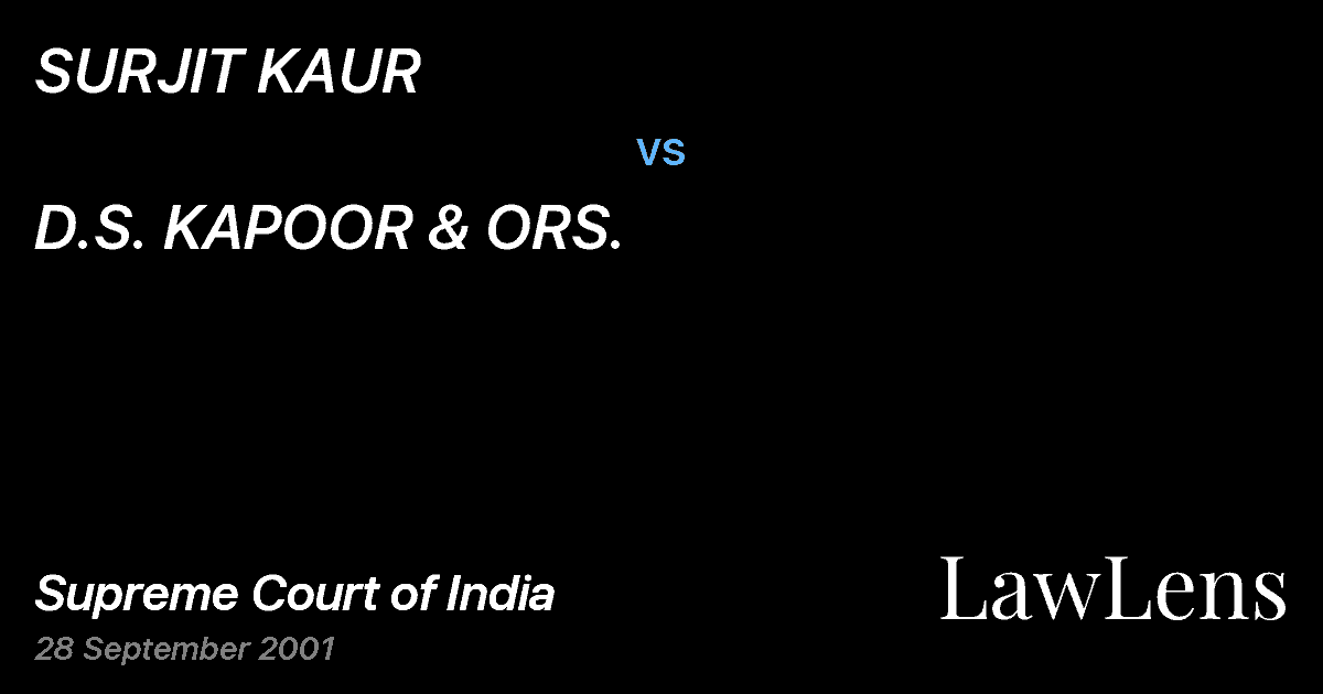 Preview image for SURJIT KAUR vs. D.S. KAPOOR & ORS.