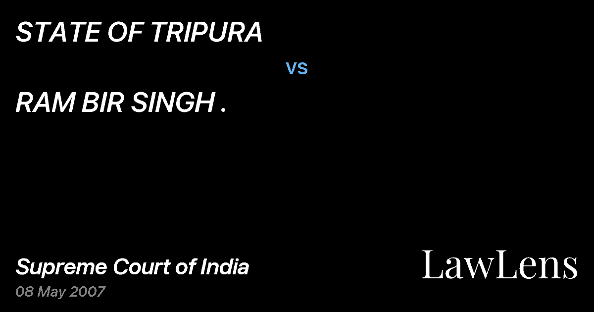 Preview image for STATE OF TRIPURA vs. RAM BIR SINGH .