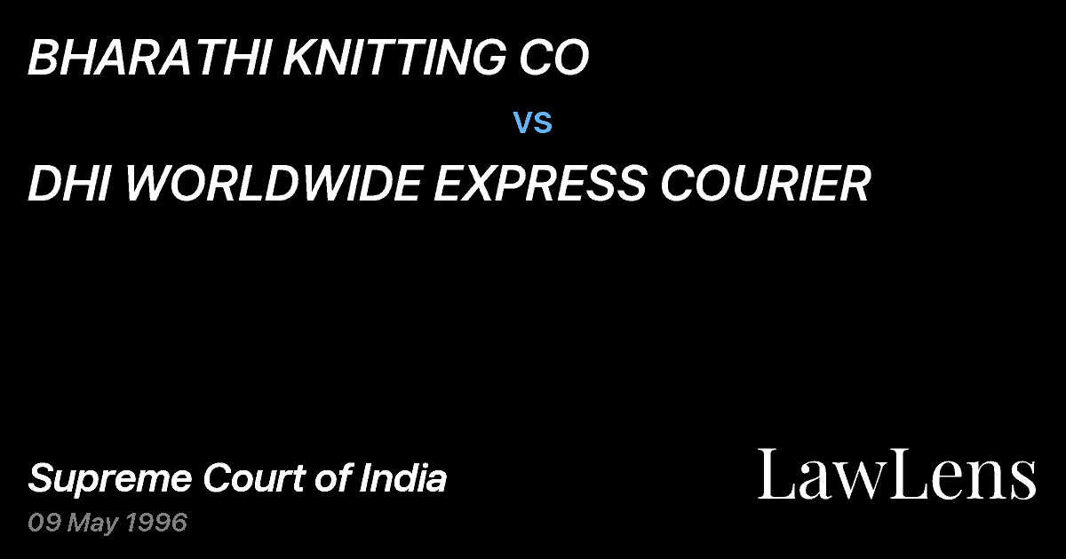 Preview image for BHARATHI KNITTING CO vs. DHI WORLDWIDE EXPRESS COURIER