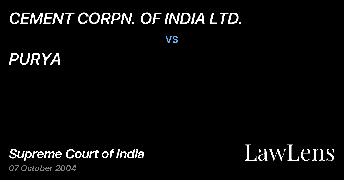 Preview image for CEMENT CORPN. OF INDIA LTD. vs. PURYA