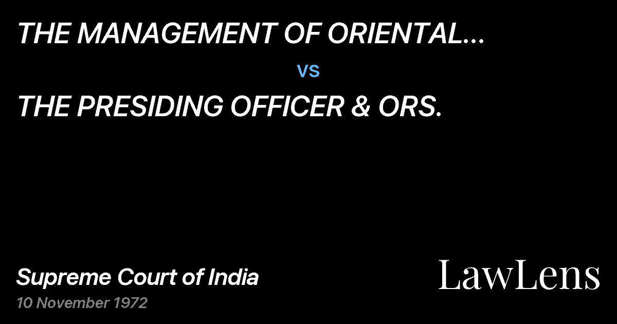 Preview image for THE MANAGEMENT OF ORIENTAL MERCANTILEAGENCY vs. THE PRESIDING OFFICER & ORS.