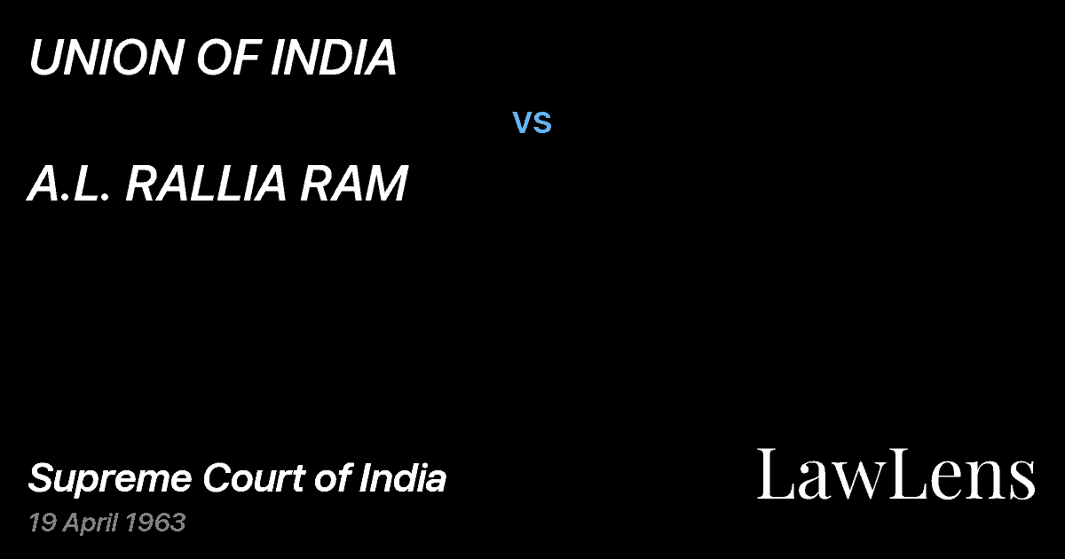 Preview image for UNION OF INDIA vs. A.L. RALLIA RAM