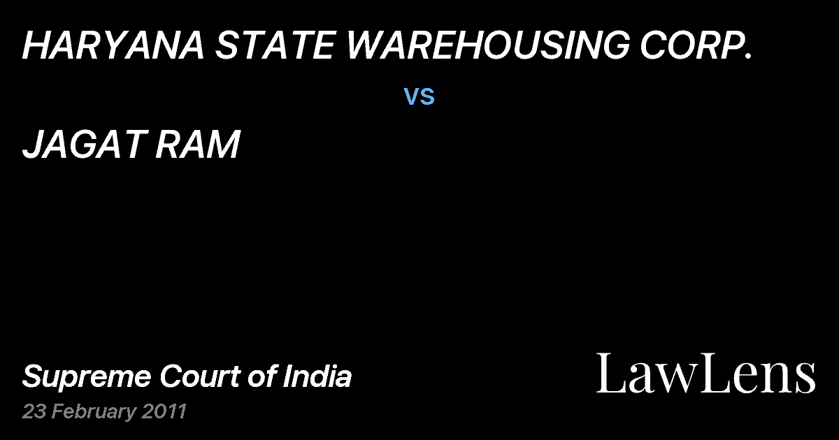 Preview image for HARYANA STATE WAREHOUSING CORP. vs. JAGAT RAM