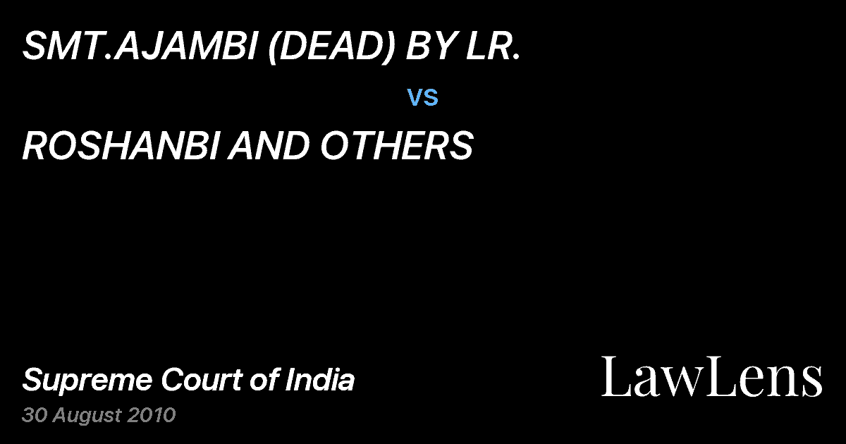 Preview image for SMT.AJAMBI (DEAD) BY LR. vs. ROSHANBI AND OTHERS