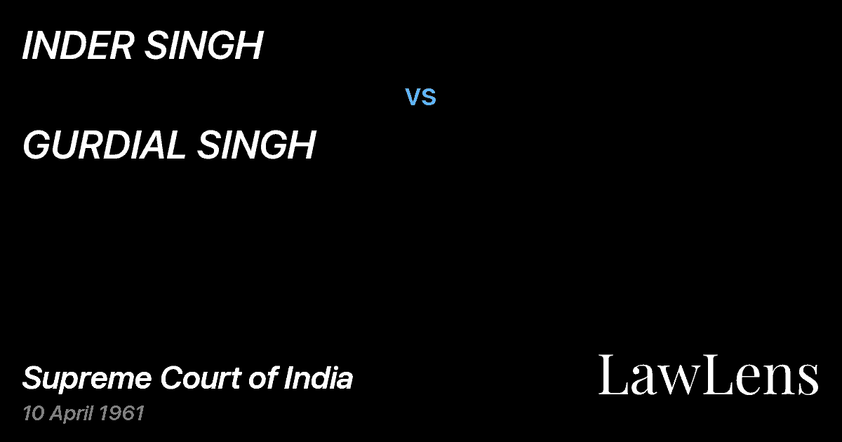 Preview image for INDER SINGH vs. GURDIAL SINGH