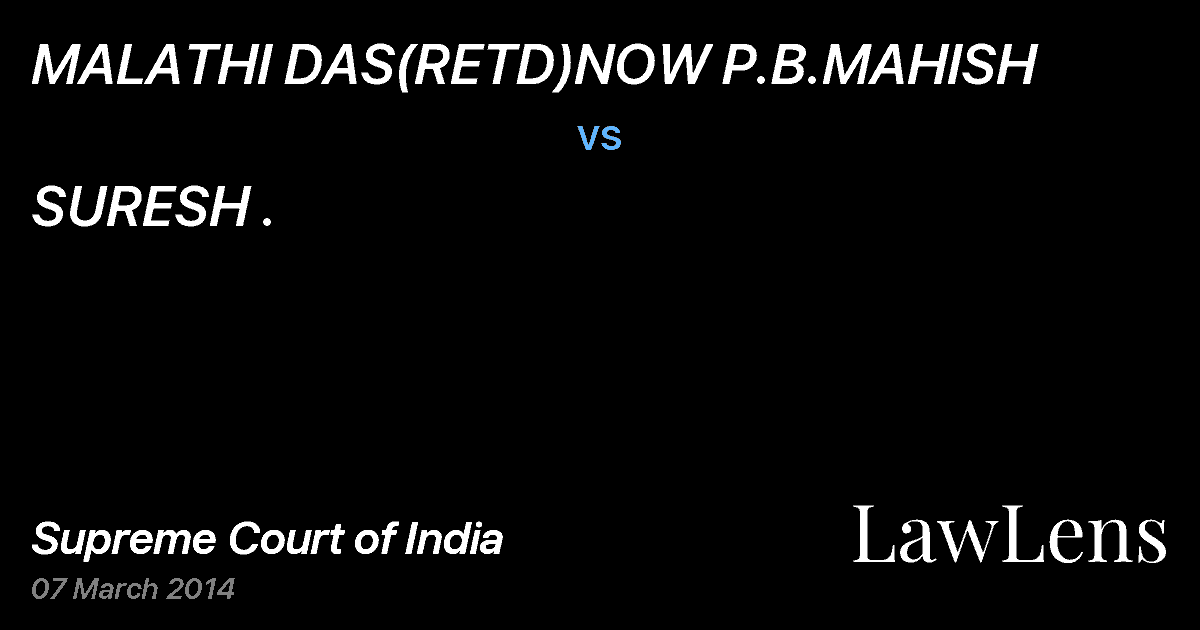 Preview image for MALATHI DAS(RETD)NOW P.B.MAHISH vs. SURESH .