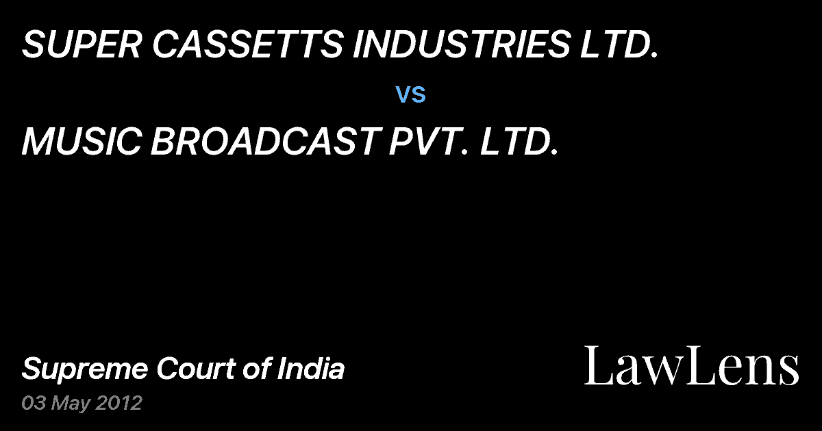 Preview image for SUPER CASSETTS INDUSTRIES LTD. vs. MUSIC BROADCAST PVT. LTD.