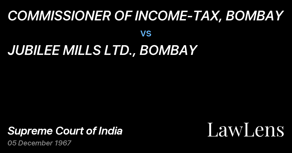 Preview image for COMMISSIONER OF INCOME-TAX, BOMBAY vs. JUBILEE MILLS LTD., BOMBAY