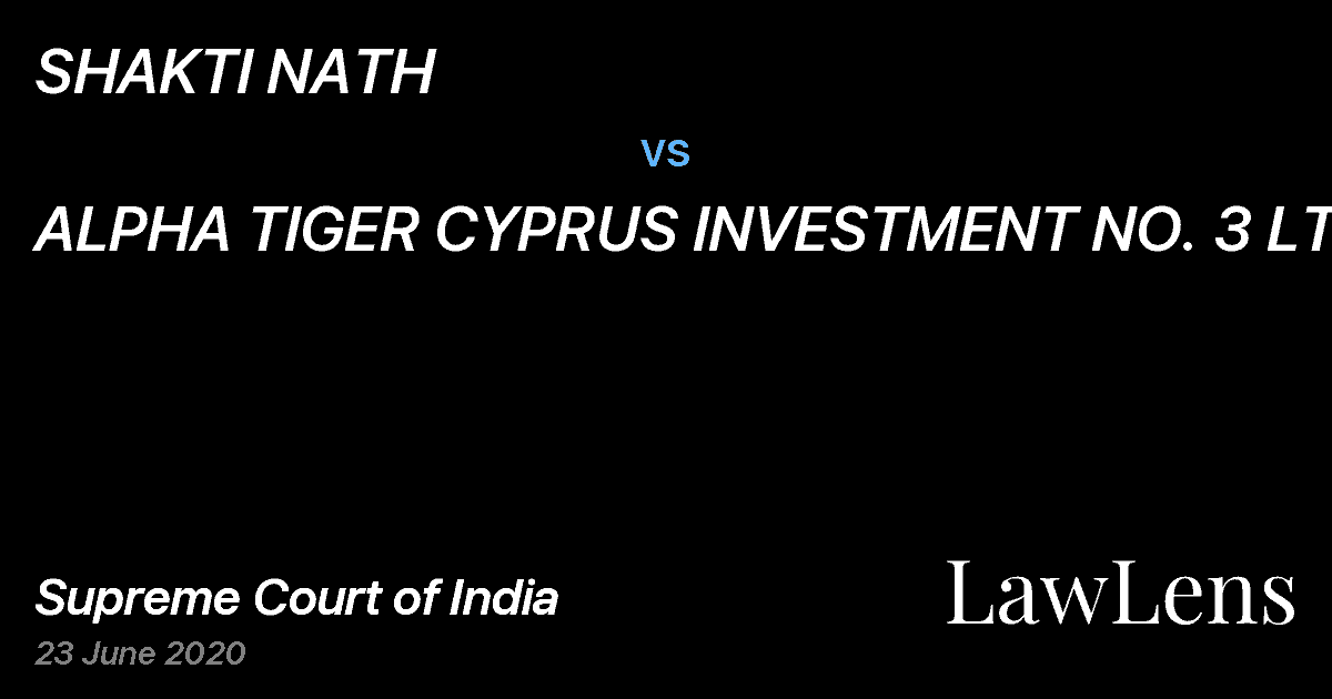 Preview image for SHAKTI NATH vs. ALPHA TIGER CYPRUS INVESTMENT NO. 3 LTD.