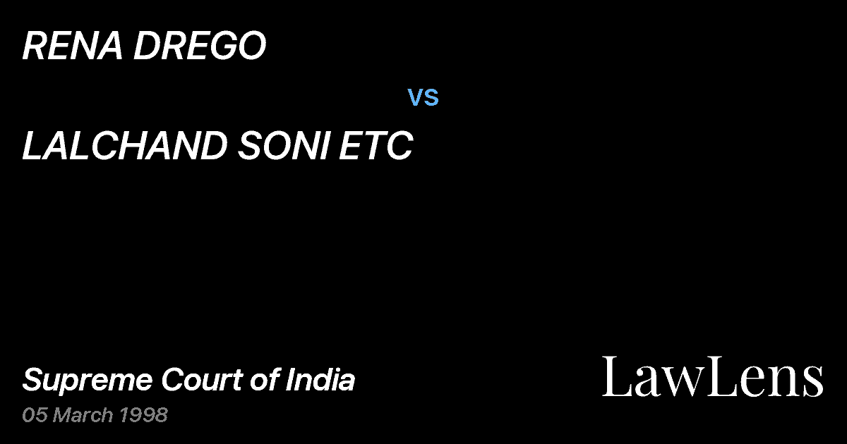 Preview image for RENA DREGO vs. LALCHAND SONI ETC