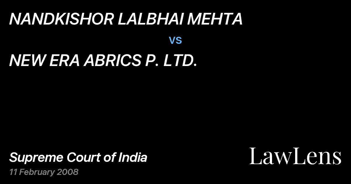 Preview image for NANDKISHOR LALBHAI MEHTA vs. NEW ERA ABRICS P. LTD.