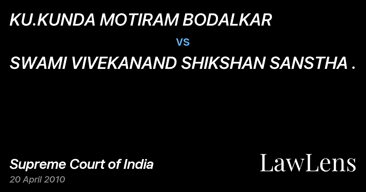 Preview image for KU.KUNDA MOTIRAM BODALKAR vs. SWAMI VIVEKANAND SHIKSHAN SANSTHA .