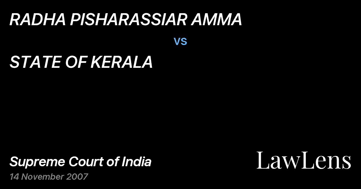 Preview image for RADHA PISHARASSIAR AMMA vs. STATE OF KERALA