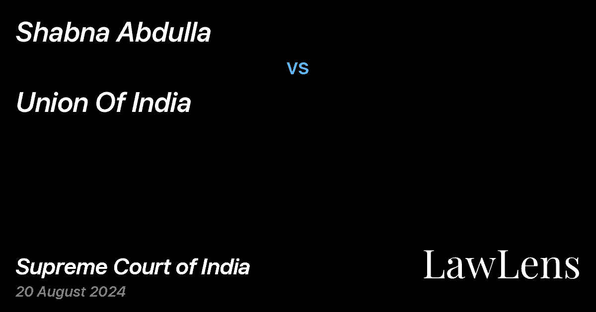 Preview image for Shabna Abdulla vs. Union Of India