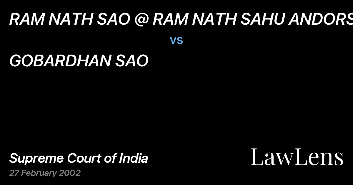 Preview image for RAM NATH SAO @ RAM NATH SAHU ANDORS vs. GOBARDHAN SAO