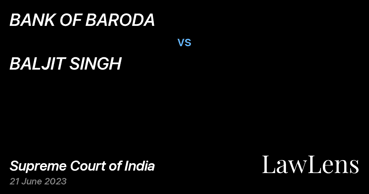 Preview image for BANK OF BARODA vs. BALJIT SINGH
