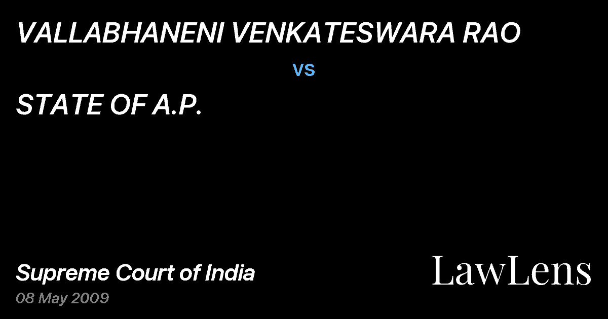 Preview image for VALLABHANENI VENKATESWARA RAO vs. STATE OF A.P.