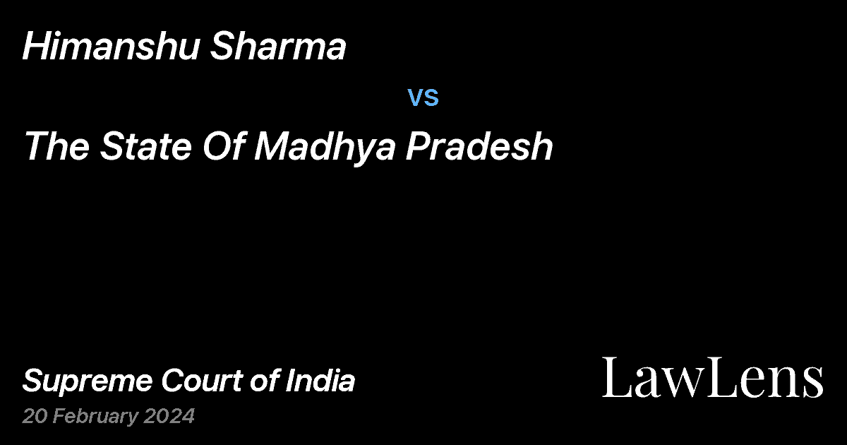Preview image for Himanshu Sharma vs. The State Of Madhya Pradesh