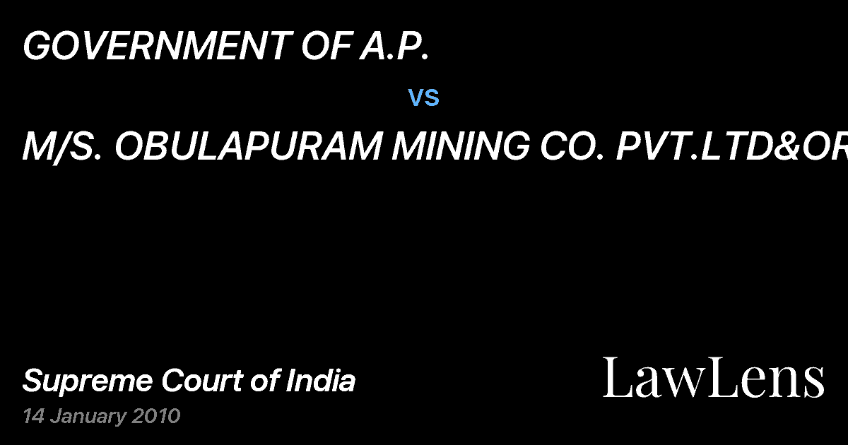 Preview image for GOVERNMENT OF A.P. vs. M/S. OBULAPURAM MINING CO. PVT.LTD&ORS.